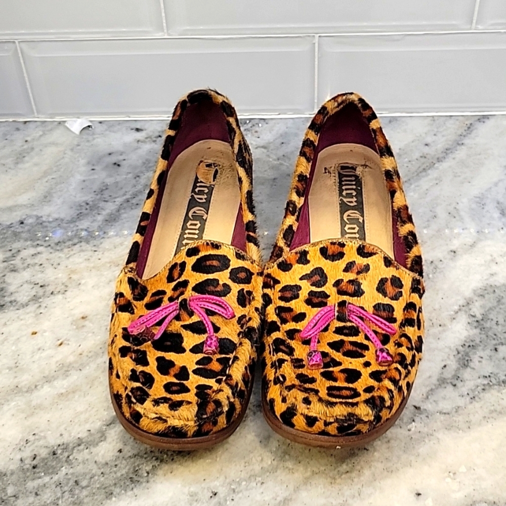 VINTAGE? 90s y2k juicy Couture cheetah print bow loafers 7